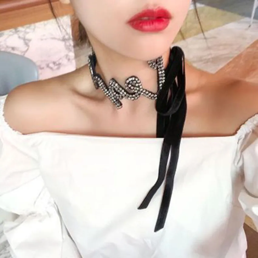 Чистая полоска с надписью Тип ожерелье холодного ветра ожерелье на шею женское Ювелирное колье барокко Длинное Ожерелье из ткани 910