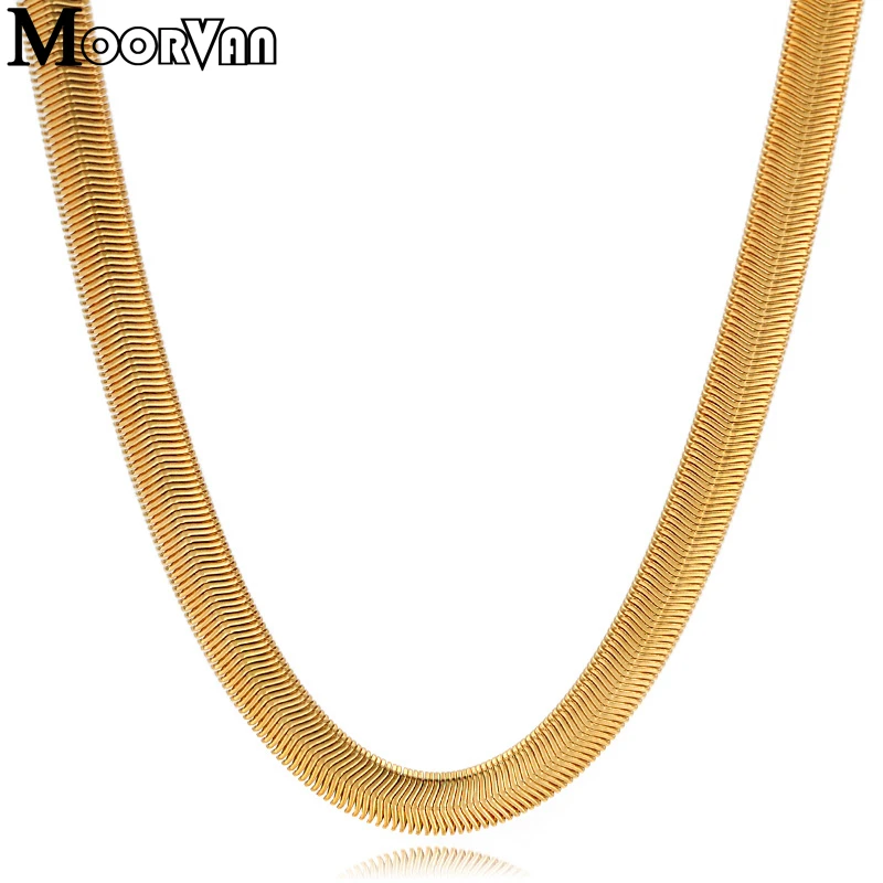 

Moorvan stainless steel for boys mens link chain snake necklace 50cm/55cm jewelry gold color accessories VN110