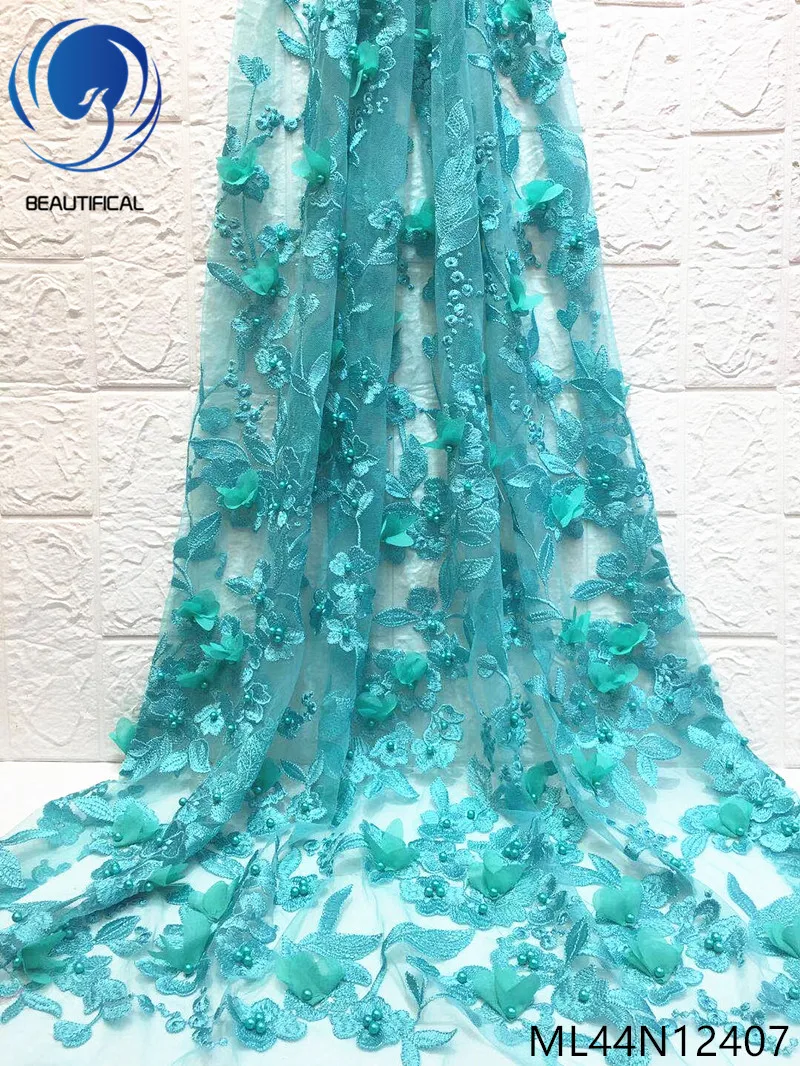 

BEAUTIFICAL Red french lace 3d flower tulle net lace fabrics 5 yards 2019 african mesh french ML44N124