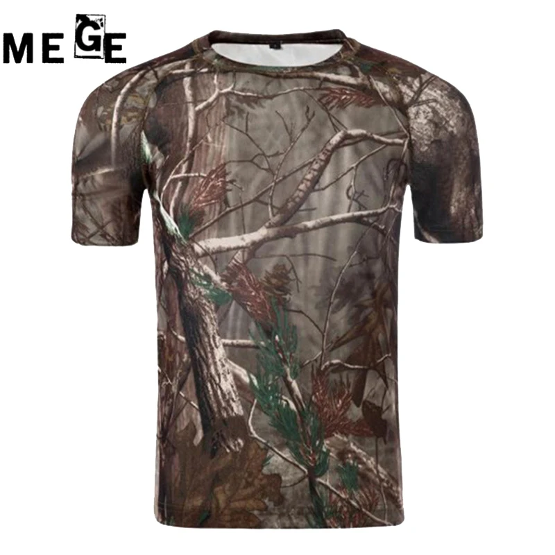Мужская быстросохнущая футболка MEGE летняя дышащая для спорта охоты походов и