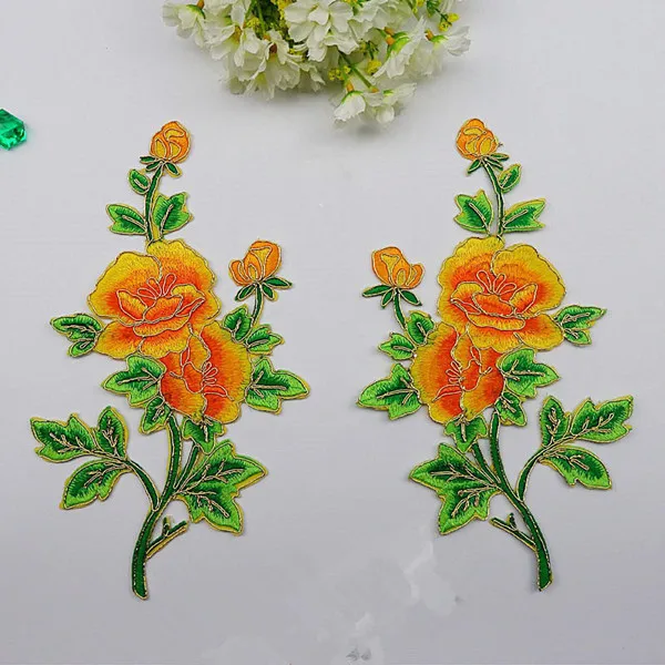 Горячая Пион Роза 1 пара одежда вышитые кружевной ткани приклеивающиеся утюгом