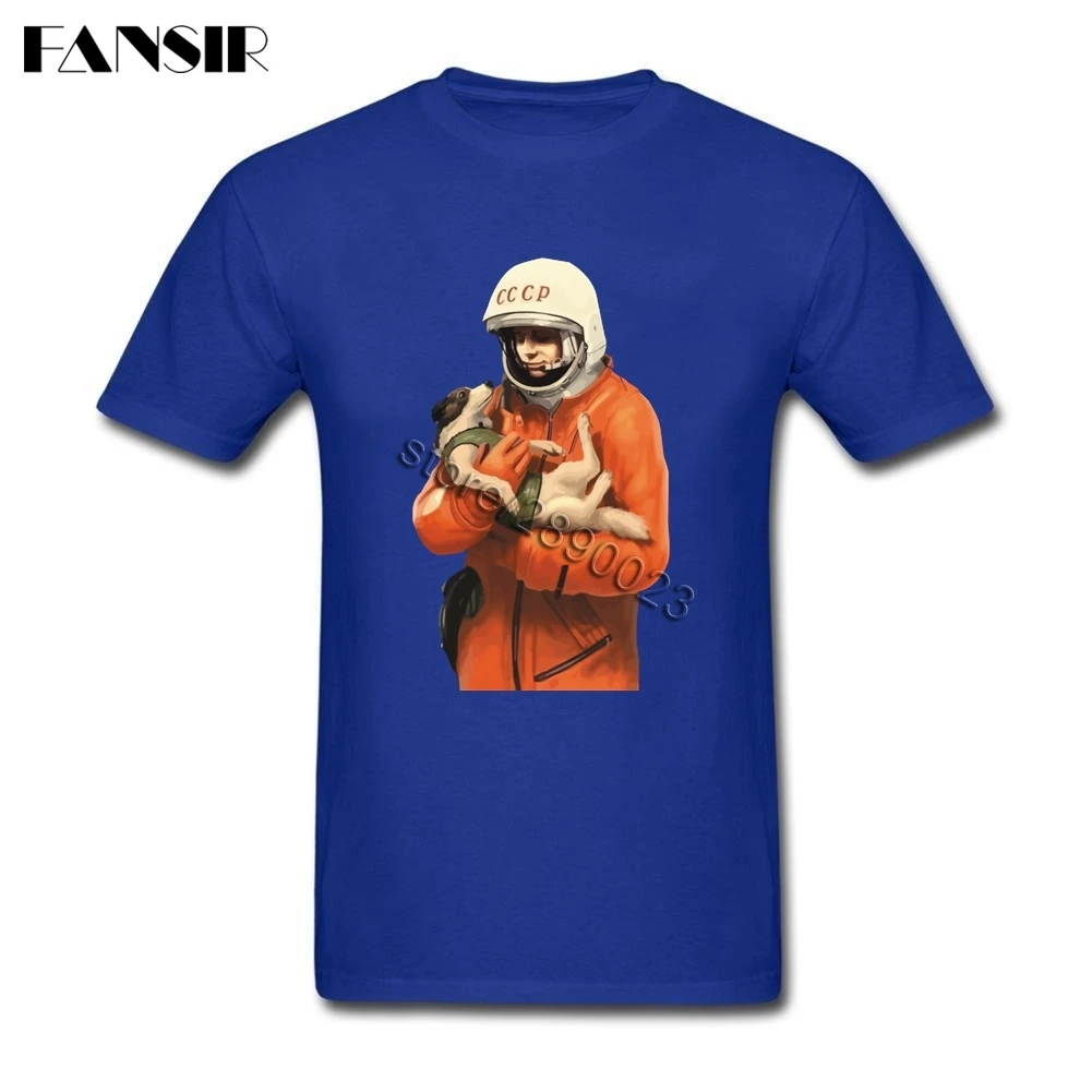 Собака пространство путешествия CCCP Гагарина Camiseta нормальный Для мужчин футболка
