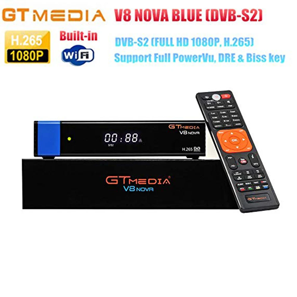 1 год Европа Клайн натуральная Freesat GTMedia V8 Нова Blue Full HD DVB-S2 H.265 спутниковый приемник Wifi обновления от V8 супер деко