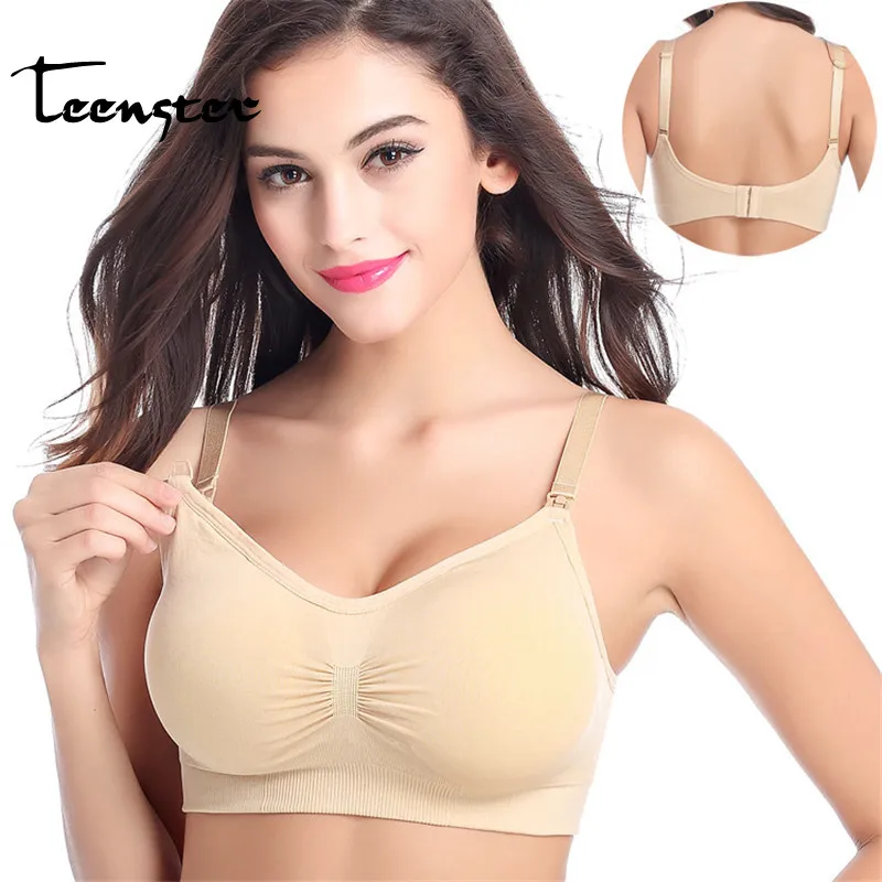 Teenster Breastfeeding Bra Pregnant Women Underwear Yoga Wire Free Stretchy Soft Nursing Bralette Plus Size Drop Shipping | Мать и