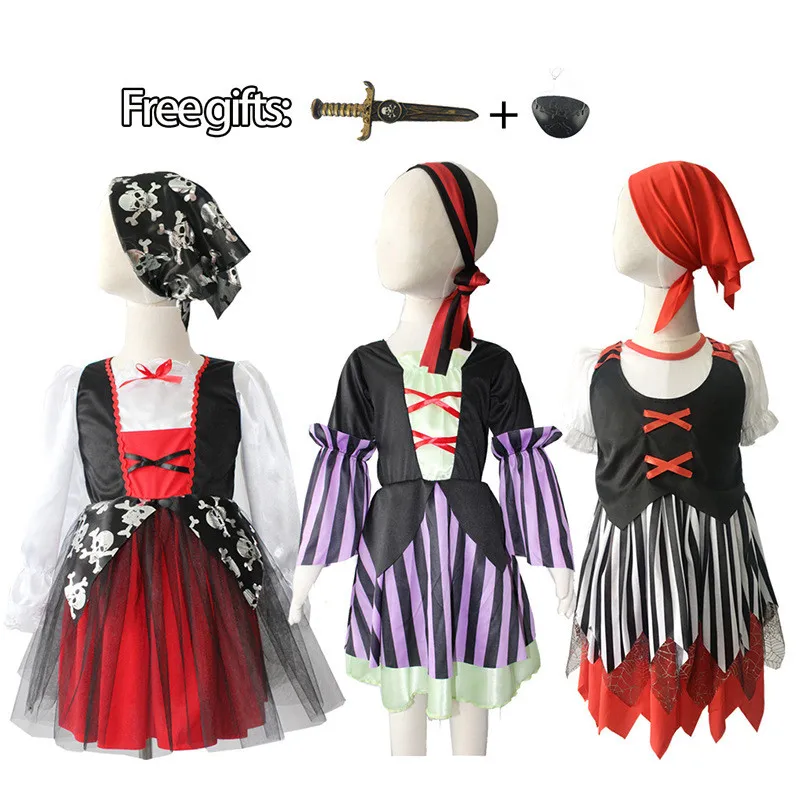2019 платье пирата для девочек карнавальный костюм с маской головные уборы