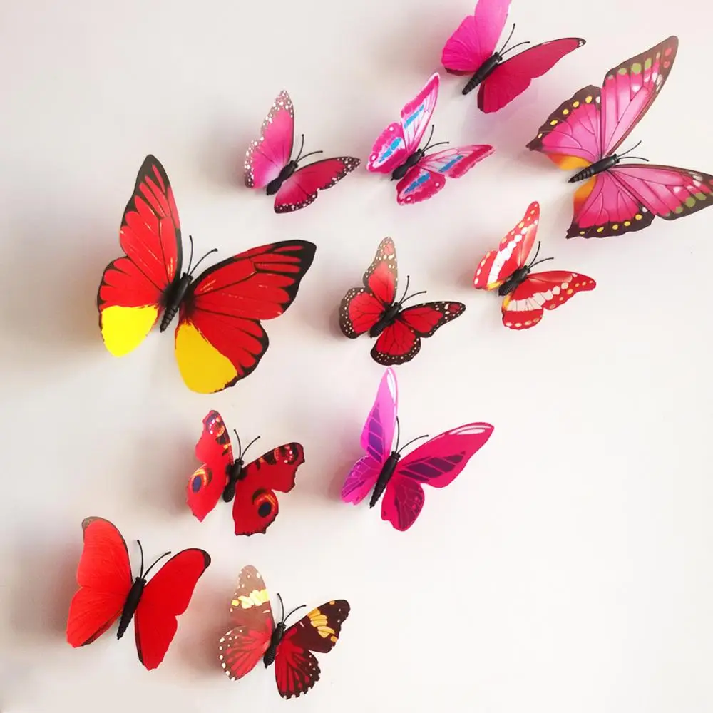 12pcs 3D Butterfly Sticker Art Design Decal Wall Home DIY Decor Stickers for Kids Room Decoration | Дом и сад