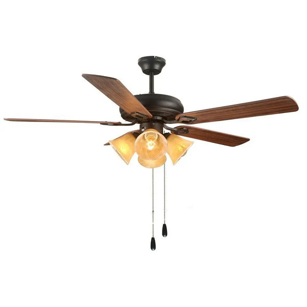 52&quot Modern European Ceiling Fan Lamp Brown Wooden fan blade Study room Lighting Fixtures Glass Living Room Light | Лампы и