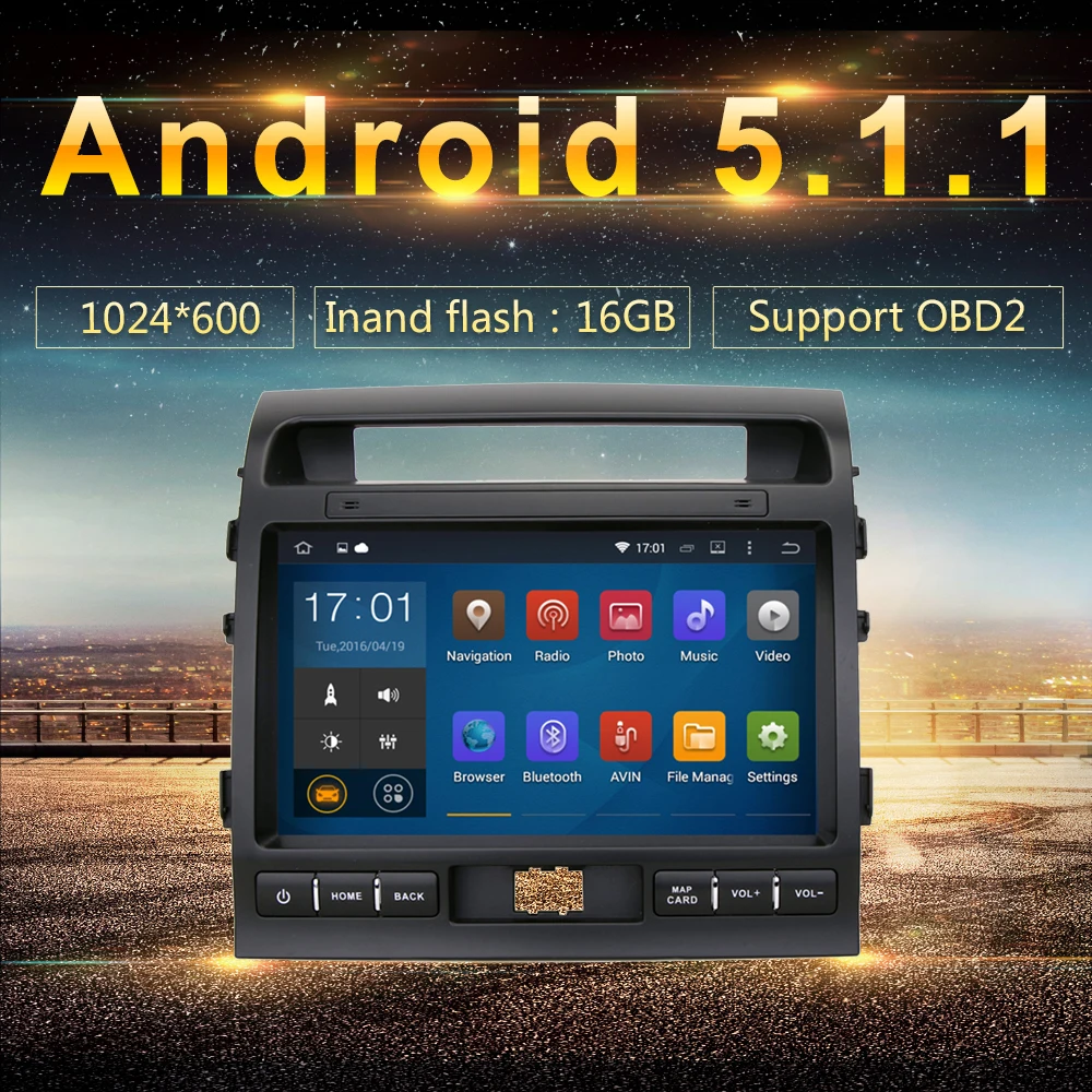 Android 5.1 2Din автомобиля GPS игрока Нави Для Toyota Land Cruiser LC2 2008-2013 с 10.2 &quot4 ядра Радио