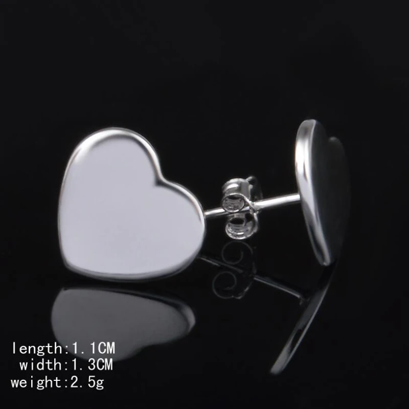 KOFSAC Popular 925 Silver Stud Earrings For Women Jewelry Cute/Romantic Vintage Heart Lady Engagement Accessories Hot | Украшения и