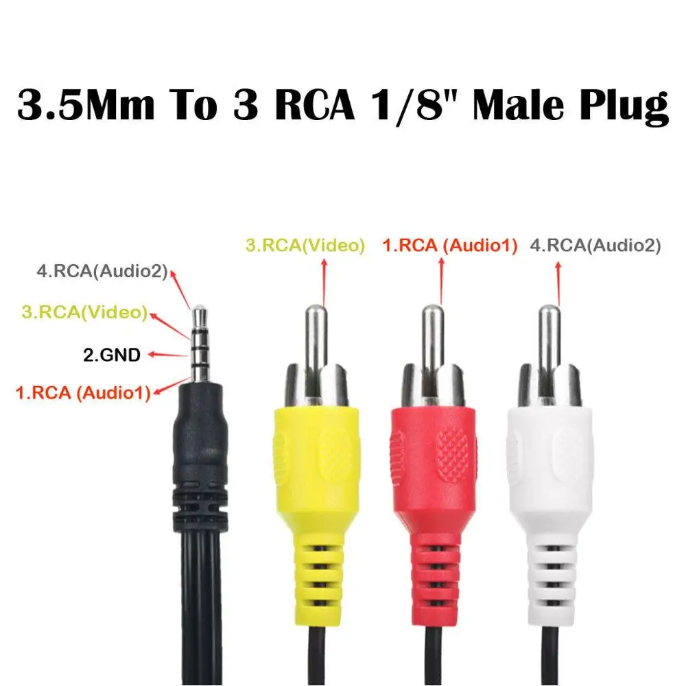 Переходник 3 5 мм на RCA аудиовидео A/V кабель 6 футов для видеокамер Sony JVC Panasonic Canon