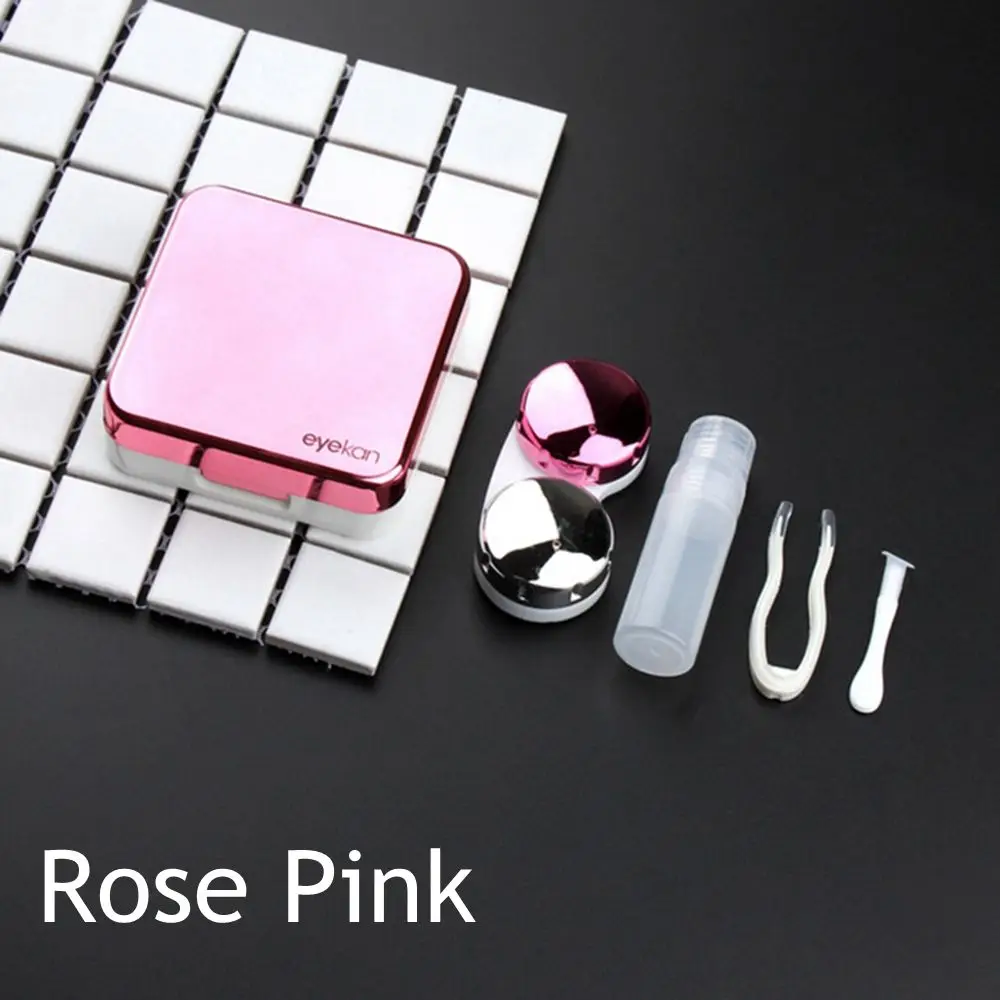 rose pink 1 шт. модный пластиковый зеркальный чехол для контактных линз коробка для хранения линз дорожный размер портативный универсальный контейнер для ресниц - Цвет: rose pink