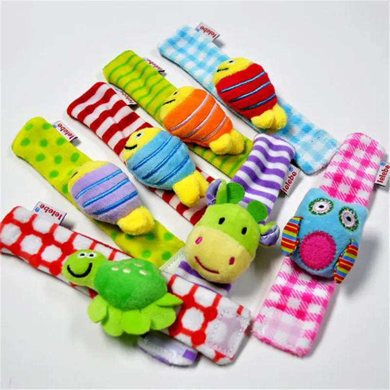 

Cute Cartoon Animal Early Education Toy Soft Hand Bell Rattles Kids Plush Toys Baby Wrist Rattle Toys