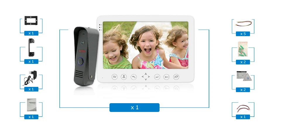JeaTone 7 дюймов HD 1200TVL видео домофон система 1 ИК ночной дверной Звонок камера и 1 сенсорная кнопка Hands-free монитор домофон комплект