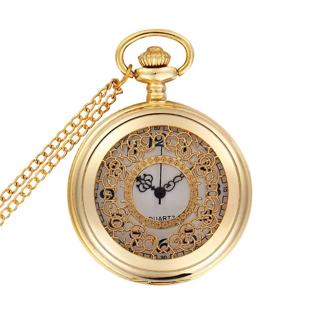 Vintage Steampunk Hollow Flower Quartz Pocket Watch Necklace Pendant Chain Clock Gifts CF1007 | Наручные часы