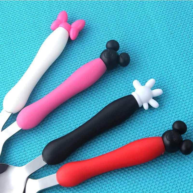 Детская Ложка Микки из нержавеющей стали вилка Минни креативная портативная для