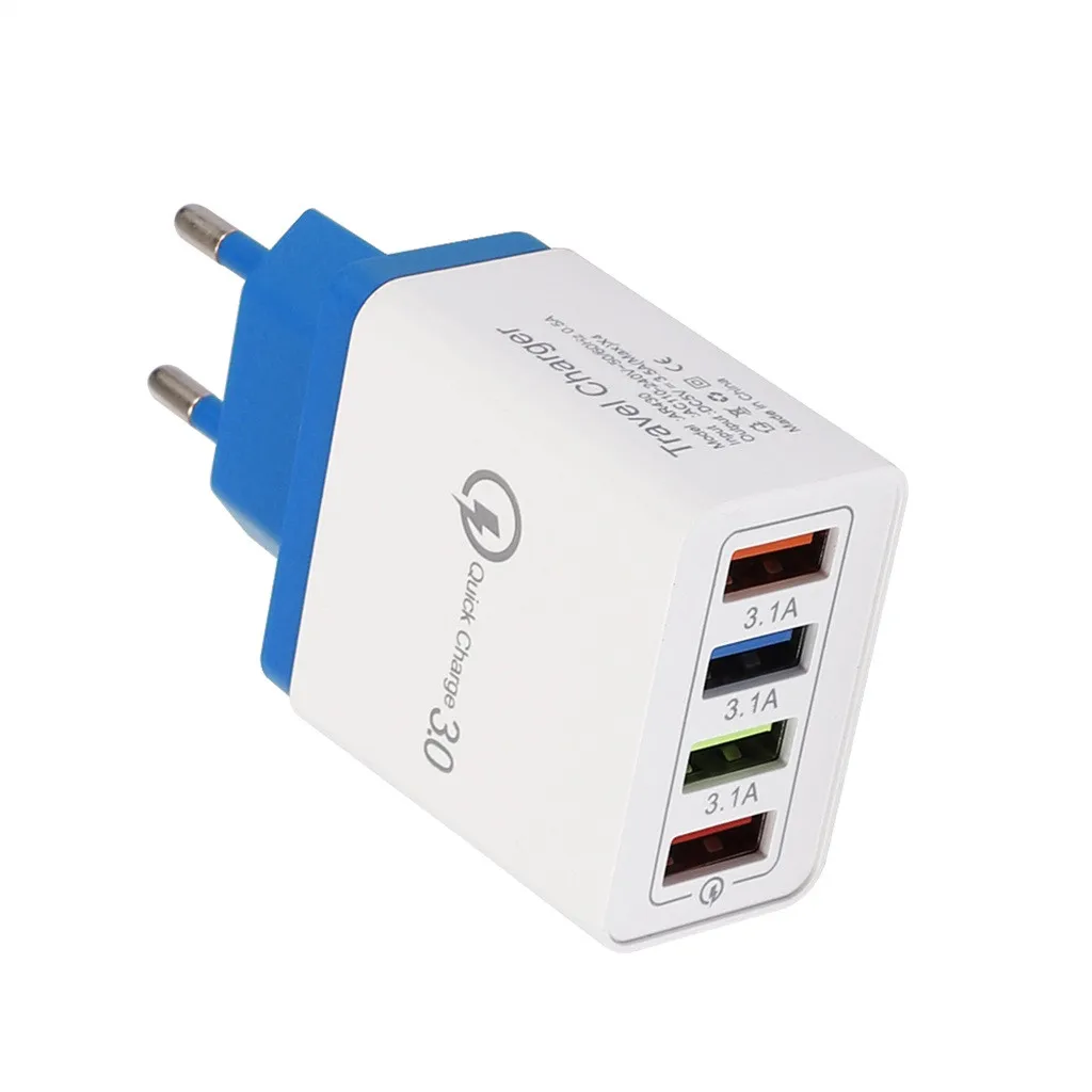 Phone Socket Adapter EU Plug Wall Charger 5V 3.5A Fast Charging 4 Port Quick Charge QC 3.0 USB Hub EUPlug | Мобильные телефоны и