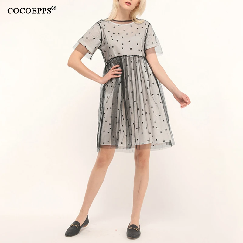 COCOEPPS размера плюс женские платья со звездами кружевные вечерние 5XL 6XL платье 2019