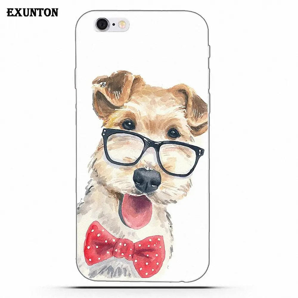 as picture Провод Фокс терьер с очками ТПУ стиль для Apple iPhone 4 4S 5 5C SE 6 6S 7 8 Plus X - Цвет: as picture