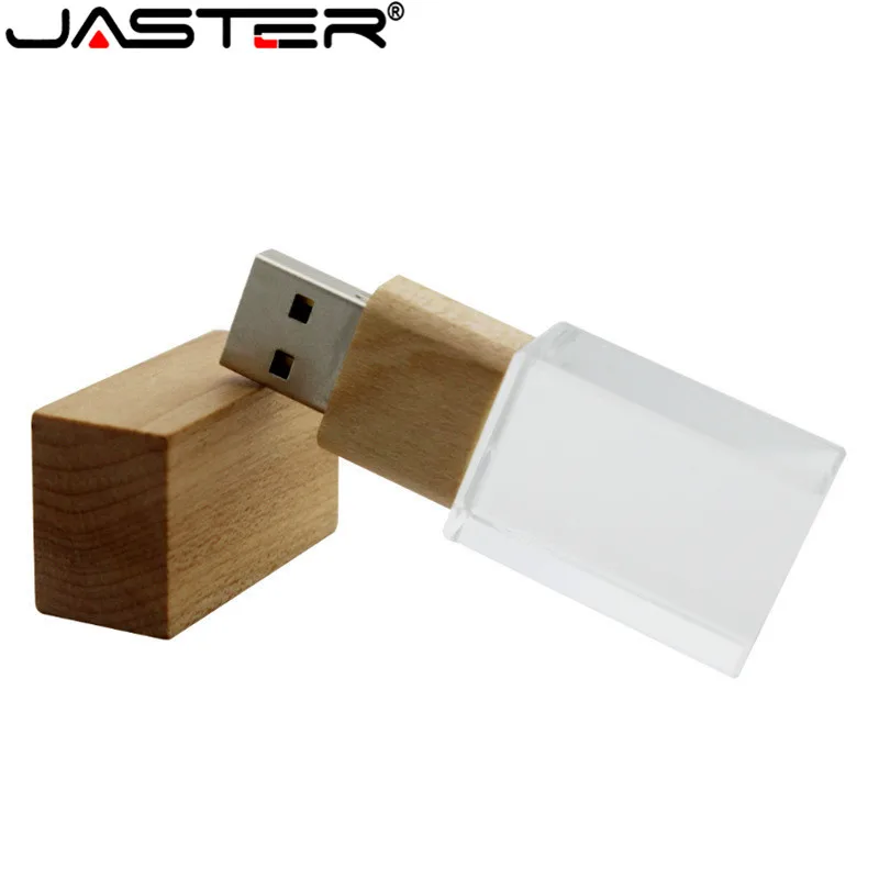 Флэш-накопитель JASTER с кристаллами деревянный USB 2 0 (бесплатный логотип на заказ)