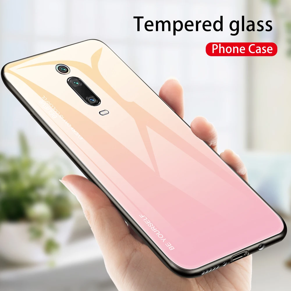 KISSCASE градиентный чехол из закаленного стекла для Xiaomi Redmi K20 Pro Mi 9T 9 8 SE A1 A2 Lite Note 7 6 5