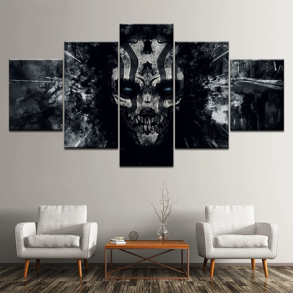 Темный череп с синим картина рисунком глаз холст картины 5 шт. Wall Art Холст Картина