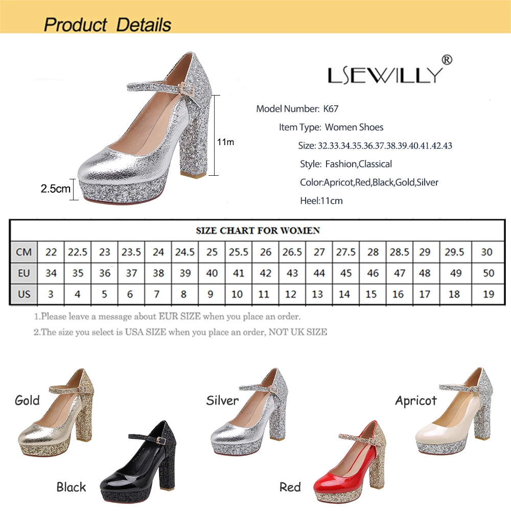 Lsewilly Autumn 2019 Fashion Glitter Bling Gold Silver Platform Mary Jane Party Wedding Bride Shoes Womens Heels Pumps K67 | Обувь