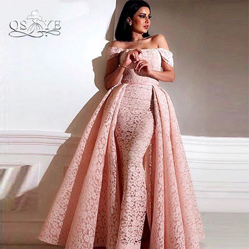 Женское вечернее платье QSYYE розовое винтажное с открытыми плечами и вырезом