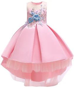 Kids Girl Dress Satin embroidery Elegant party Gown for Wedding Dresses Toddler Princess Tuxedo Costume | Детская одежда и обувь