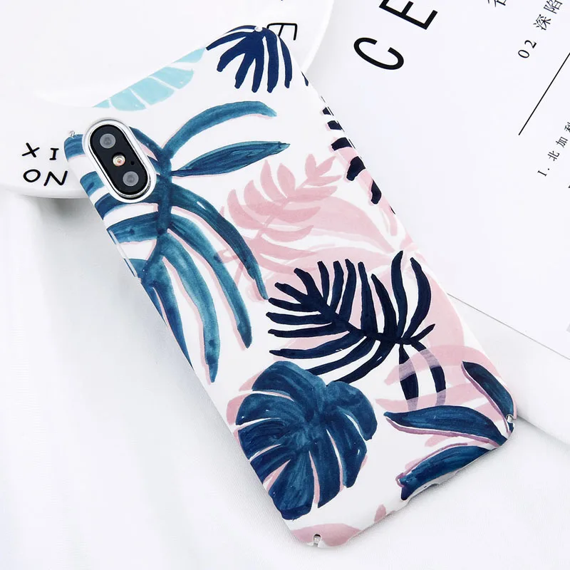 Moskado Жесткий PC чехол для телефона iPhnoe 7 8 6 6s Plus Кактус Цветок Лист Чехол для iPhone X XS Max XR карамельный цвет полное покрытие Капа - Цвет: 9160