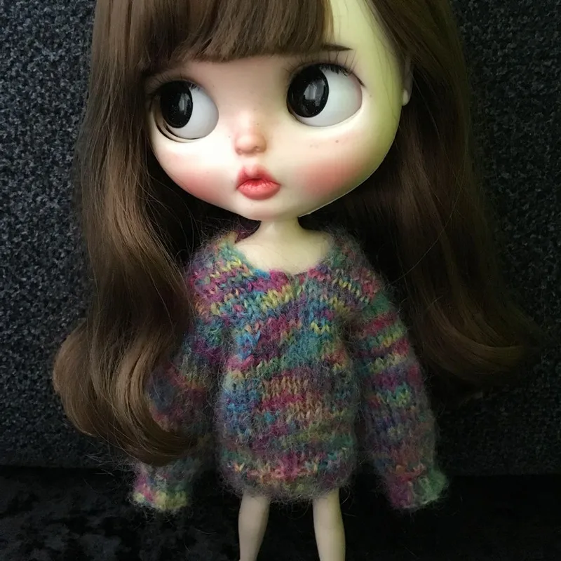 

New 1PCS Cute Handmade dolls Rainbow Sweater Long Sleeve Sweater dress for blyth azone ob24 dolls accessories clothes for dolls