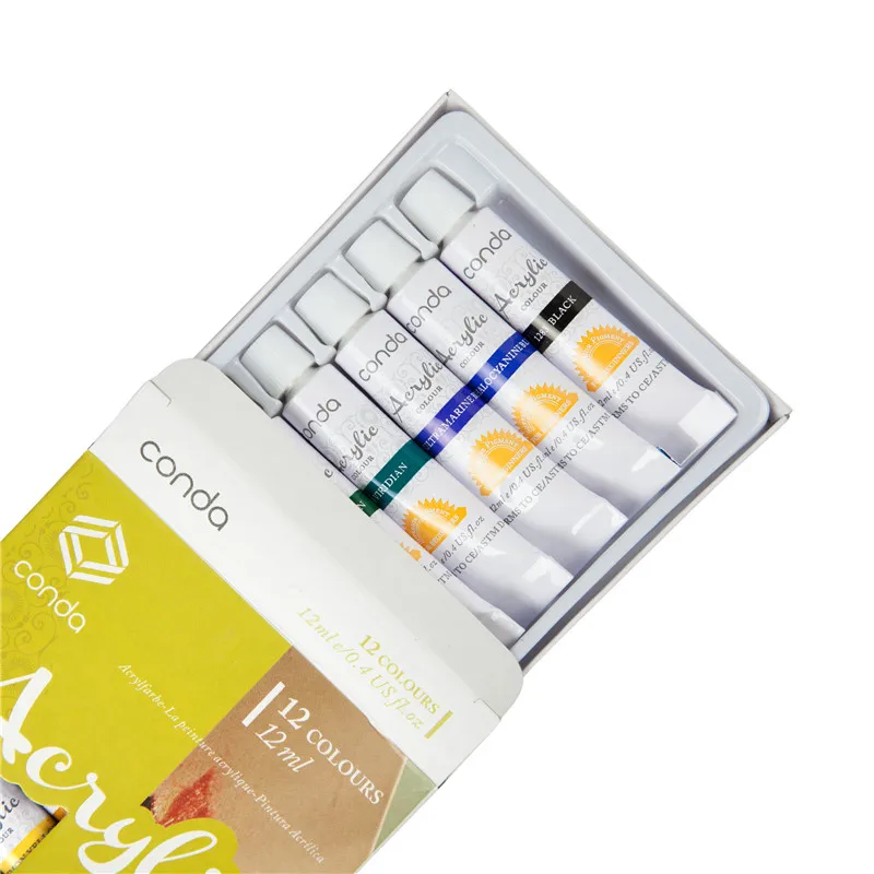 Набор водостойких тюбик акриловой краски CONDA 12 цветов набор из цветного стекла