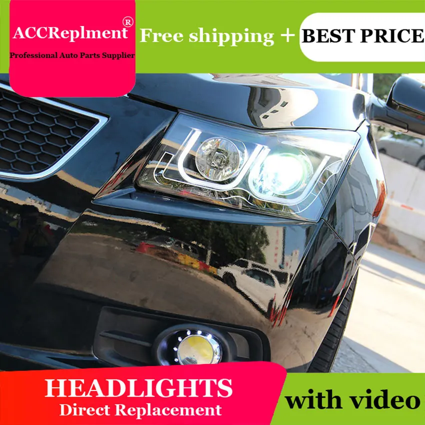 Автомобильный Стайлинг для chevrolet cruze фары DoubleU Angel Eye светодиодный DRL Объектив двойной луч H7 Ксеноновые Биксеноновые линзы