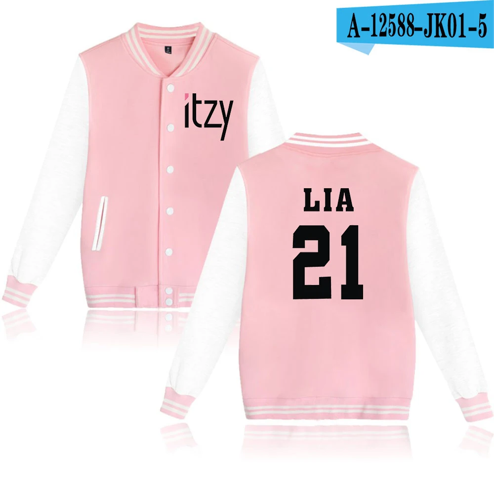 Itzy name/толстовки с капюшоном в стиле Харадзюку для женщин и мужчин, зимняя бейсбольная куртка кэжуал Modis Kpop, одежда больших размеров XXXXL k-pop - Цвет: pink