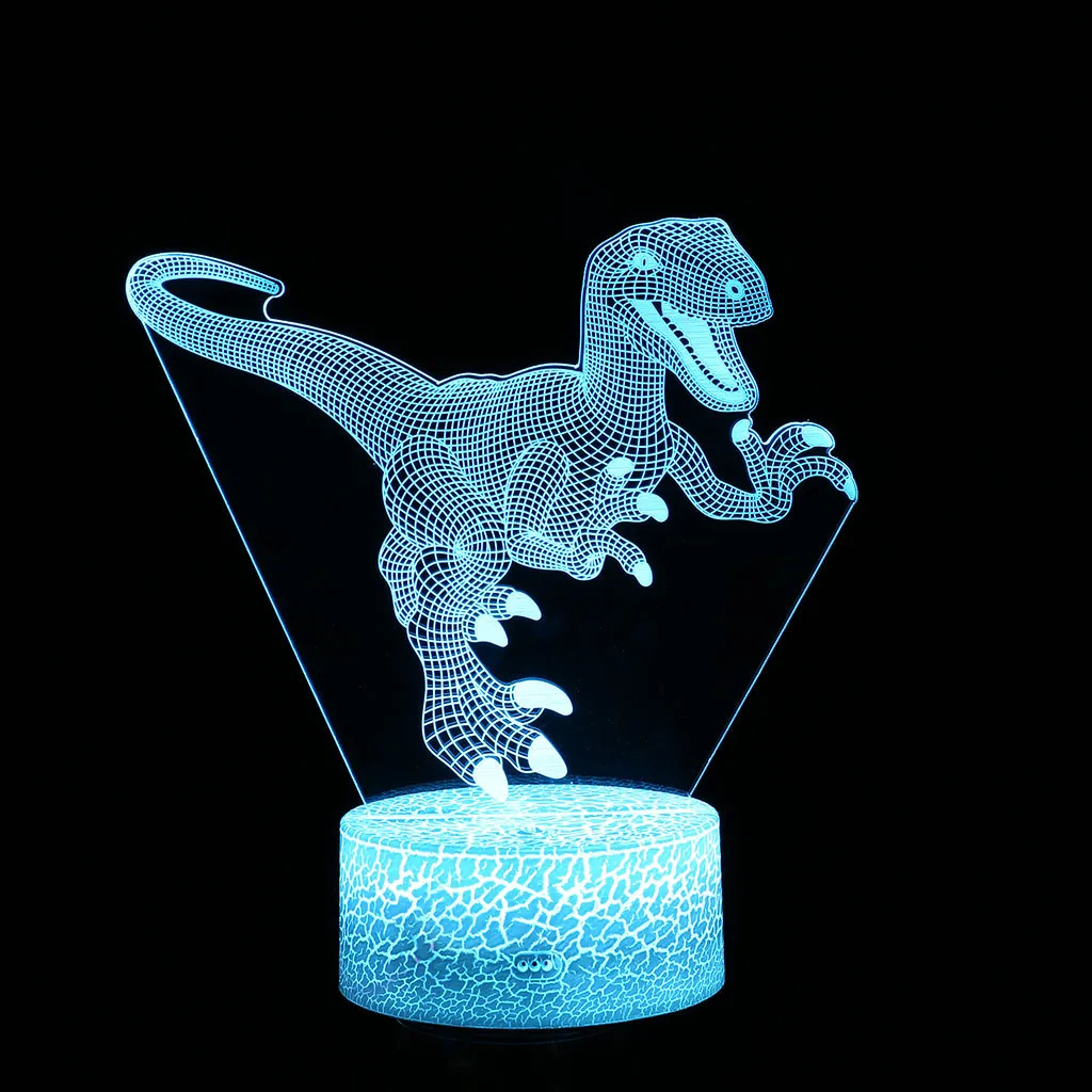 3D лампа динозавр креативная детская комната 3D визуализация Ночной светильник 7 светодиодный меняющий цвета оптический иллюзионный ночной Светильник