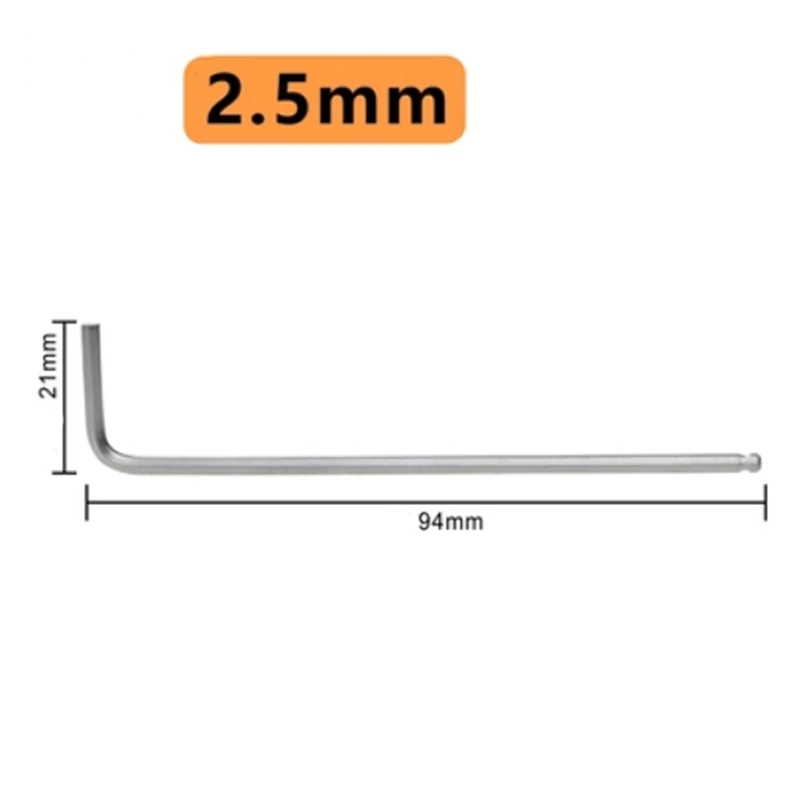 2.5mm x 2pcs 1 шт. 1,5 мм-22 мм шаровой конец шестигранный динамометрический ключ с двойной головкой l-образный шаровой головкой шестигранный ключ для ремонта автомобилей многофункциональный ручной инструмент - Цвет: 2.5mm x 2pcs