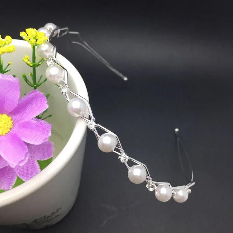 Женские свадебные обручи для волос CC тиара с жемчужинами в виде короны корейский