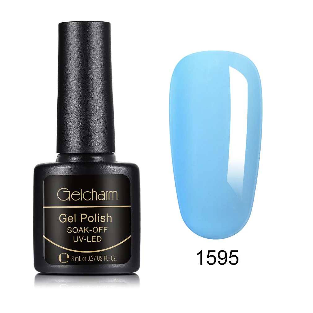 1595 8ml Pure Color Nail Polish Soak Off Semi Perment UV LED Glue Nail Polish Lucky Lacquer Top Base Primer Hybrid Stamping Paint - Цвет: 1595