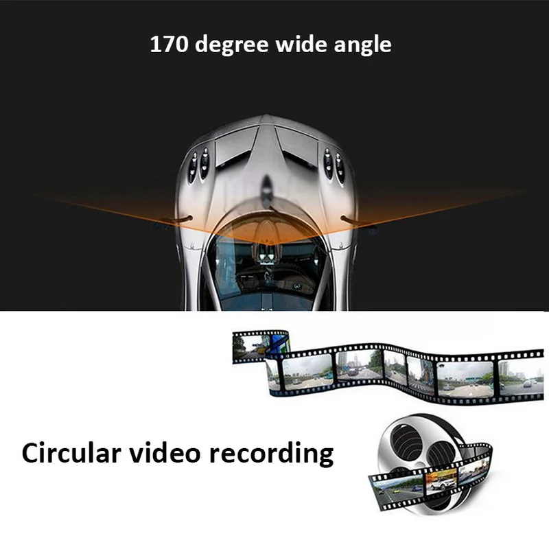 TOSPRA 3/3. 2 дюйма Full HD 1080P камера рекордер автомобильная камера двойная Dash Cam Черная Камера для наблюдения за парковкой автомобильная dvr камера