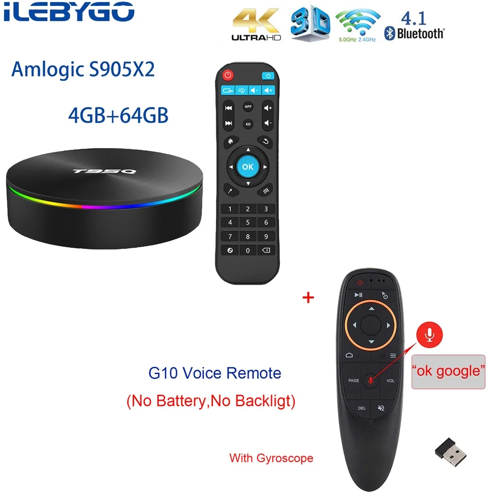 4GB 64GB G10 T95Q Android ТВ коробка 4 GB 64 GB Amlogic S905X2 4 ядра Smart ТВ Box 8,1 OS 2,4G и 5 двухъядерный процессор Wi-Fi BT4.1 1000 м H.265 4 K Media Player - Цвет: 4GB 64GB G10