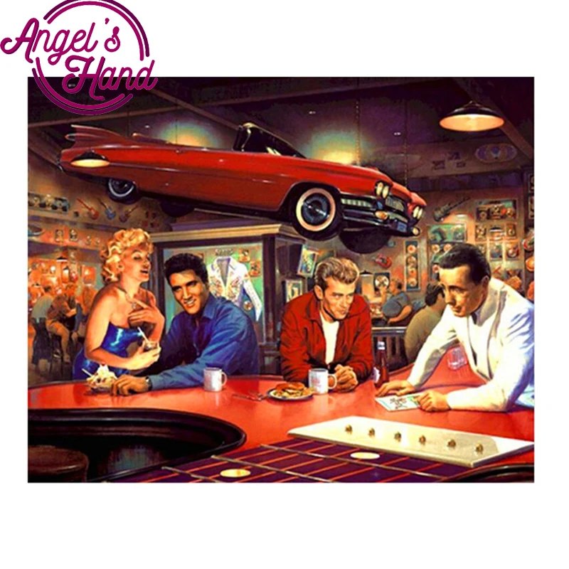 Алмазная 5D живопись сделай сам Elvis Presley Monroe и автомобиль вышивка крестиком