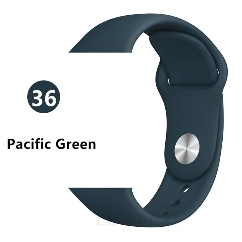 Ремешок для Apple Watch 38 мм 42 мм iWatch 4 ремешка 44 мм 40 мм спортивный силиконовый ремень браслет Apple watch 5 4 3 2 Аксессуары для ремешка - Цвет ремешка: Pcific Green
