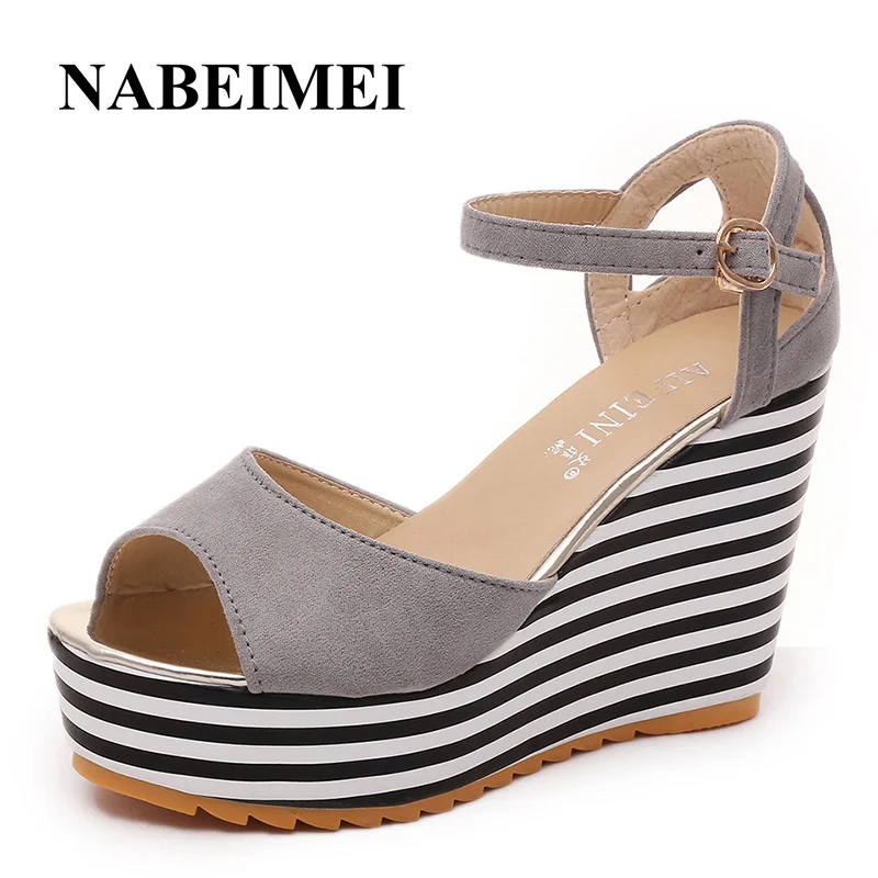 Босоножки на платформе полосатый сексуальная высокие каблуки zapatos mujer