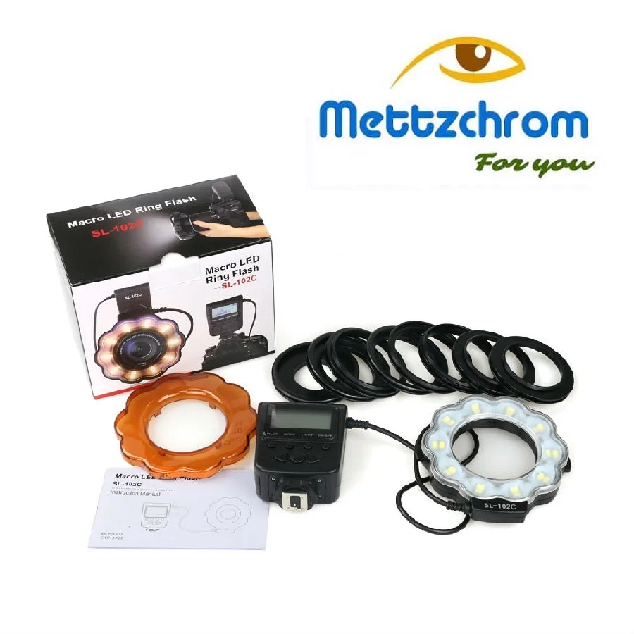 Фото Mettzchrom led макрокольцо комплект вспышки с 8 кольцами адаптера для DSLR камеры Макро светодиодное светодиодный ЦО вспышка №3