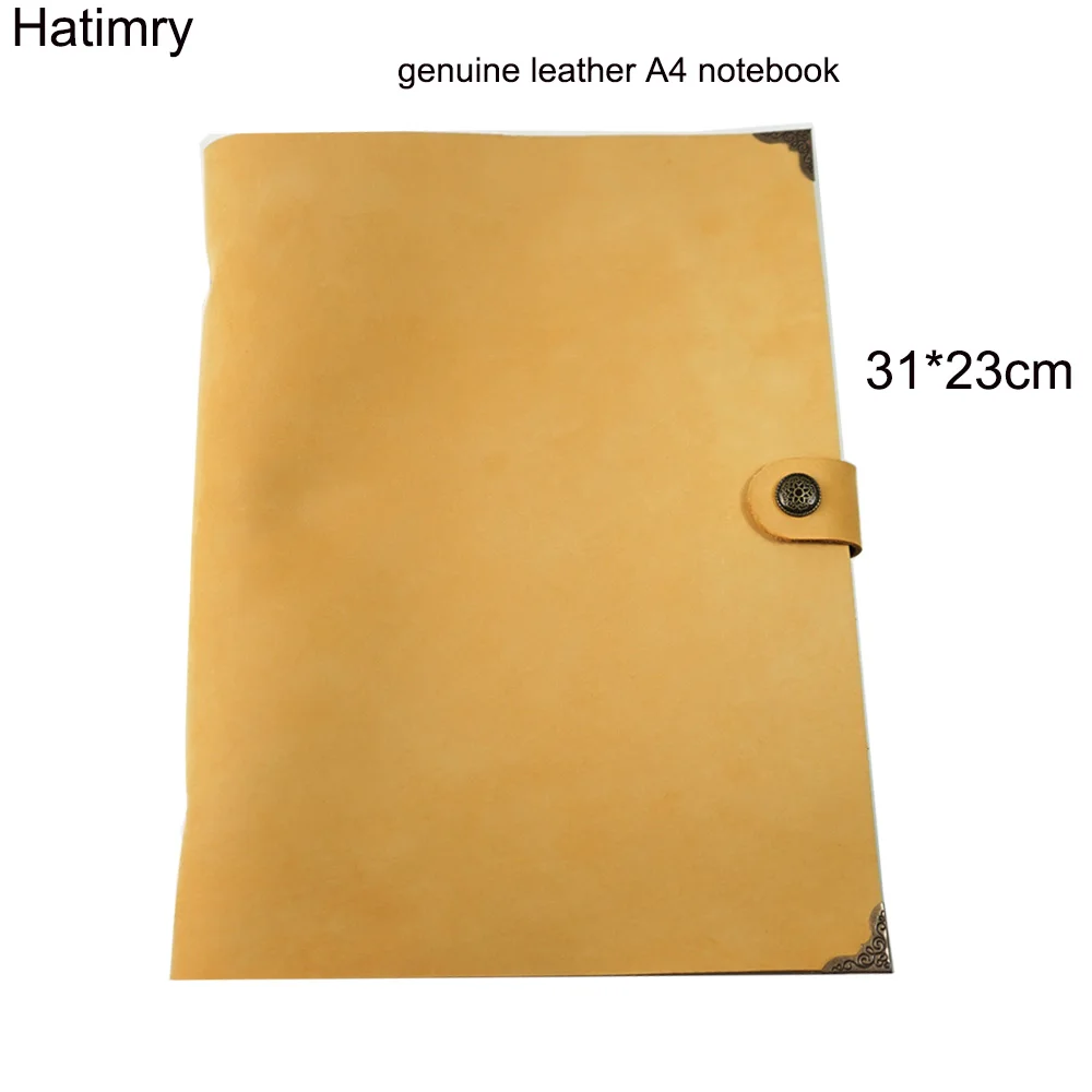 Hatimry A4 notebook 9 holes genuine leather cover journal books dairly planner Vintage handmade notebook office school supplies