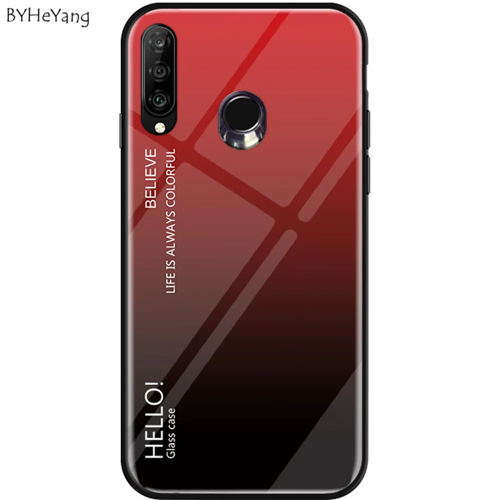 Для huawei P30 LITE чехол Роскошный Жесткий закаленное Стекло Мода Градиент защитный