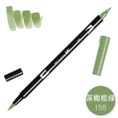 158 TOMBOW AB-T Япония 96 цветов художественная кисть ручка с двумя головками маркер Профессиональный водный маркер ручка для рисования канцелярские принадлежности Kawaii - Цвет: 158