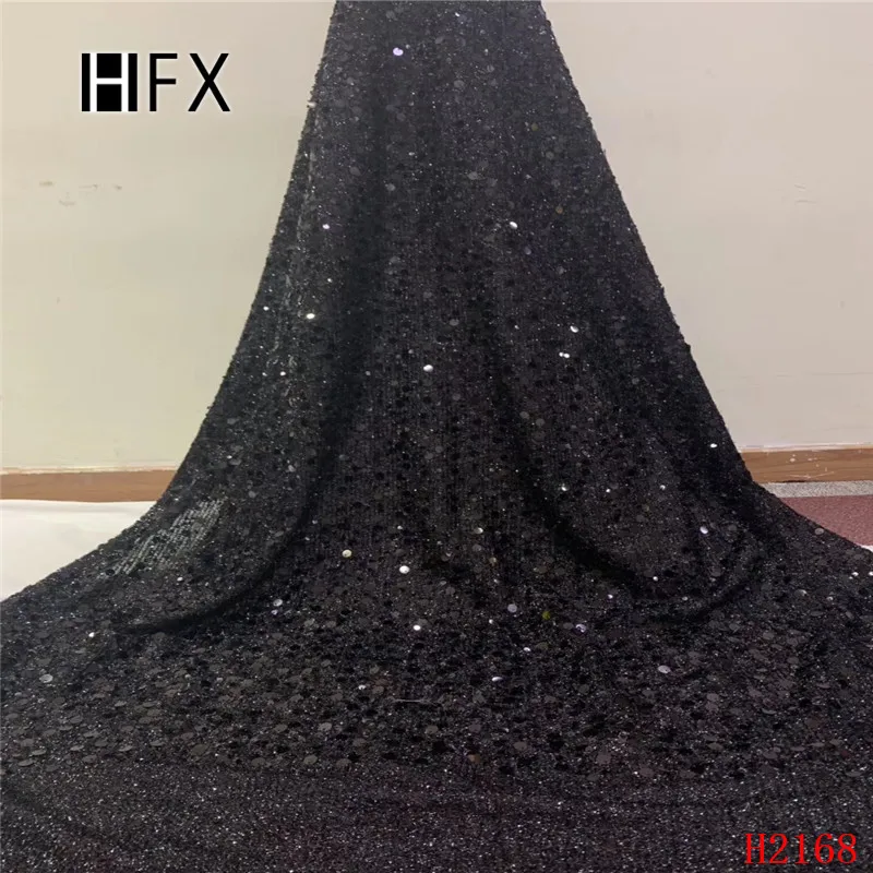 HFX черная, красная африканская кружевная ткань с блестками, список, блестящая кружевная ткань для шитья платья Hojilou, последние нигерийские кружева F2168