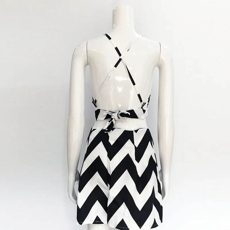 Женский спортивный костюм короткий топ с волнистым принтом из двух предметов