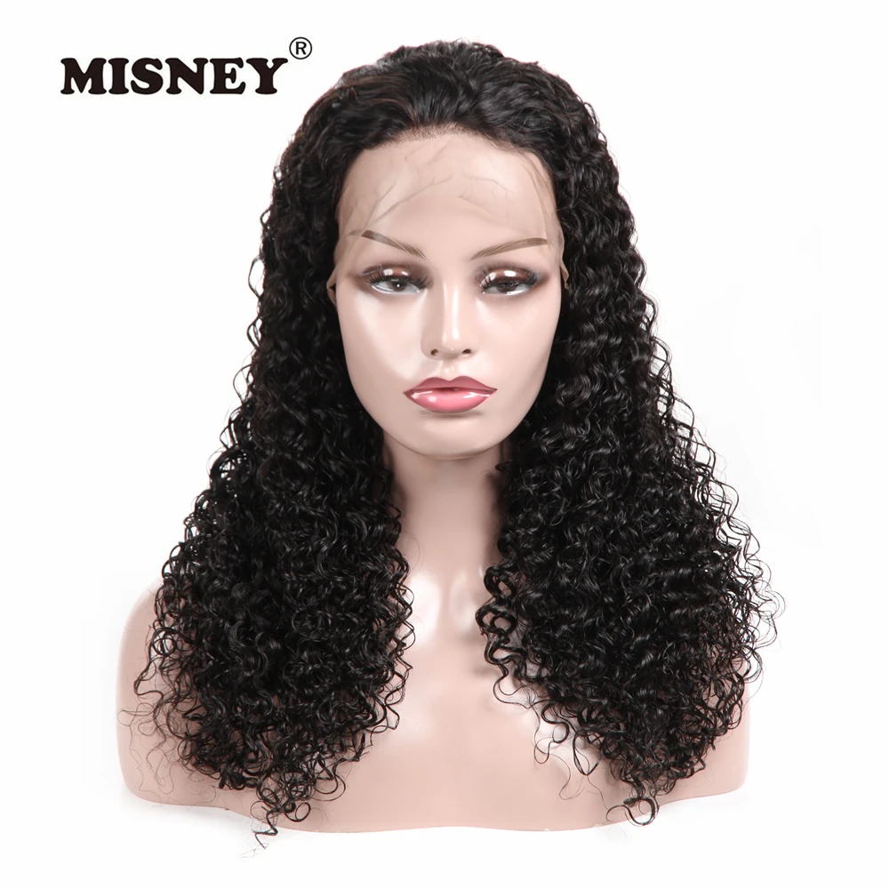 Misney Волосы Remy 360 Кружева передние парики натуральный черный Цвет бразильские