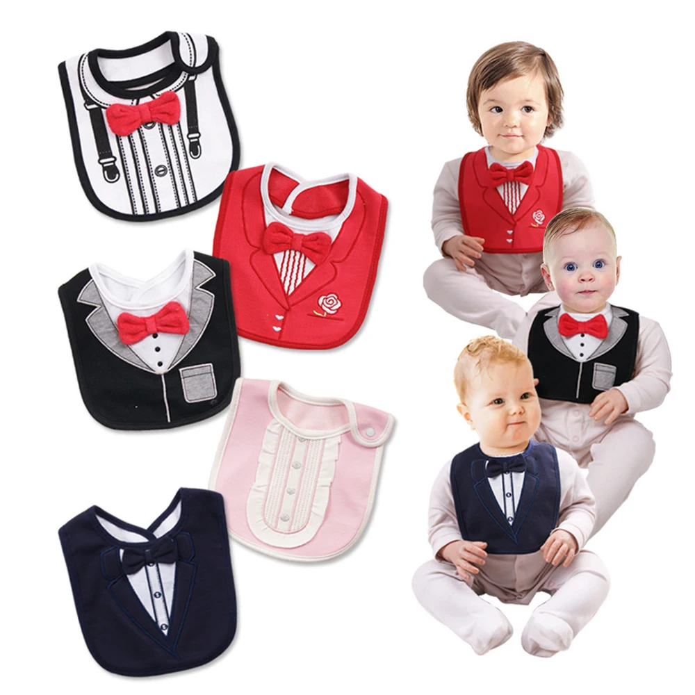Child Bow Bibs Baby Boys Girls Things Gentleman Princess Ctue Stuff Kids Bandana Bebe Toddler Feeding Bib Burp Cloth | Детская одежда и